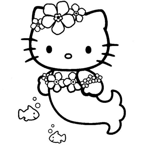 hello kitty coloring pages mermaid